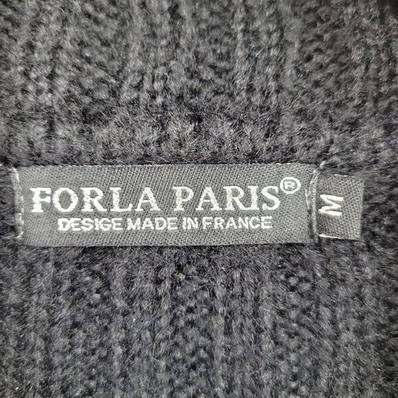 Vintage 90's Coatigan Duster Cardigan M Black Whimsical Embroidery Fairy Grunge - Picture 15 of 17